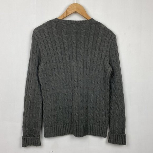 Ralph Lauren Cable Knit Sweater Gray & Purple Classic Preppy Cotton Large - Picture 13 of 13
